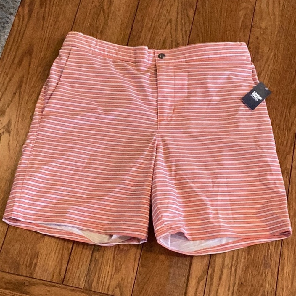 Lands’End Lined sunset 7” Swim trunks Color- Orange Stripe ❗️NWT❗️ - Picture 9 of 15